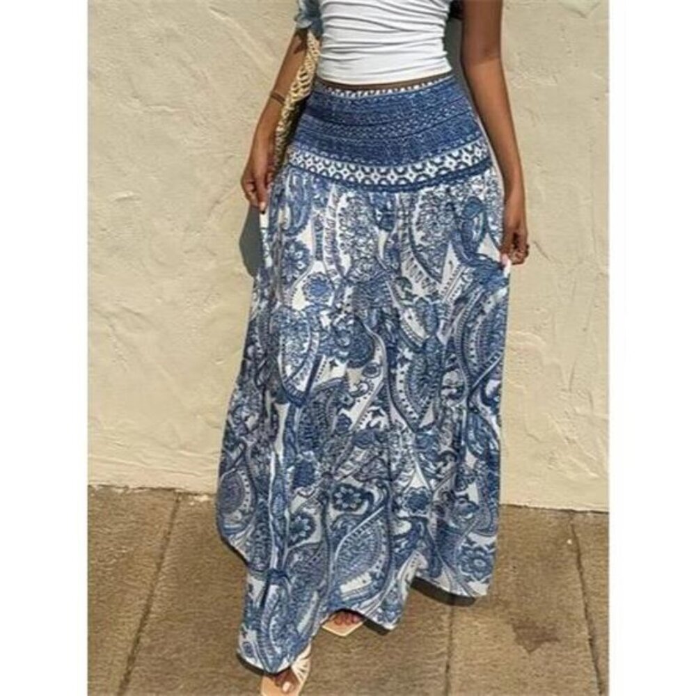 Paisley Print Maxi Skirt